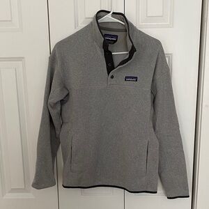 Patagonia Light Gray Snap-T Fleece Pullover with Black Trim